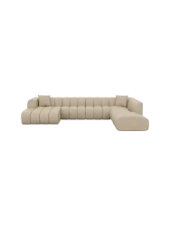 7-Sitzer Design Echtleder Panorama-Sofa „Zuma Lounge“ Echtleder Beige BLOOMINGLOFT Collection