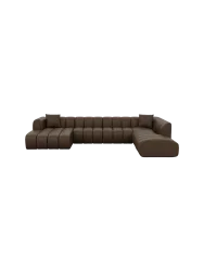 7-Sitzer Design Echtleder Panorama-Sofa „Zuma Lounge“ Echtleder Dark Brown BLOOMINGLOFT Collection