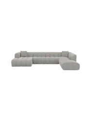 7-Sitzer Design Panorama-Sofa „Zuma Lounge“ mit Strukturstoff-Bezug Strukturstoff Hellgrau BLOOMINGLOFT Collection