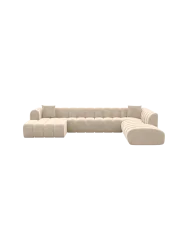 7-Sitzer Design Panorama-Sofa „Zuma Lounge“ mit Samtbezug Samtbezug Cream BLOOMINGLOFT Collection