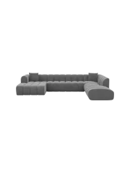 7-Sitzer Design Panorama-Sofa „Zuma Lounge“ mit Samtbezug Samtbezug Dunkelgrau BLOOMINGLOFT Collection