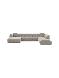 7-Sitzer Design Panorama-Sofa „Zuma Lounge“ mit Samtbezug Samtbezug Sand BLOOMINGLOFT Collection