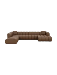 7-Sitzer Design Echtleder Panorama-Sofa „Zuma Lounge“ Echtleder Choco Brown BLOOMINGLOFT Collection