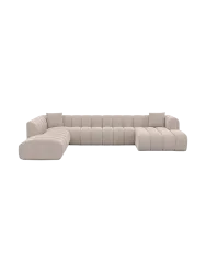 7-Sitzer Design Panorama-Sofa „Zuma Lounge“ mit Strukturstoff-Bezug Strukturstoff Beige BLOOMINGLOFT Collection