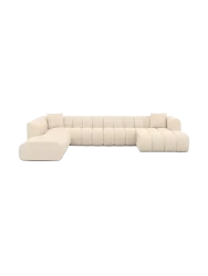 7-Sitzer Design Panorama-Sofa „Zuma Lounge“ mit Strukturstoff-Bezug Strukturstoff Cream BLOOMINGLOFT Collection