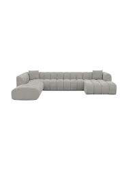 7-Sitzer Design Panorama-Sofa „Zuma Lounge“ mit Strukturstoff-Bezug Strukturstoff Hellgrau BLOOMINGLOFT Collection