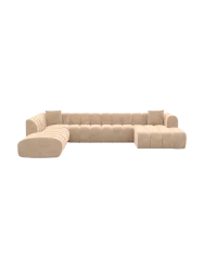 7-Sitzer Design Panorama-Sofa „Zuma Lounge“ mit Samtbezug Samtbezug Beige BLOOMINGLOFT Collection