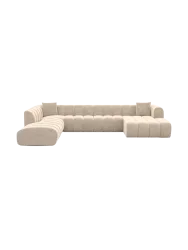 7-Sitzer Design Panorama-Sofa „Zuma Lounge“ mit Samtbezug Samtbezug Cream BLOOMINGLOFT Collection