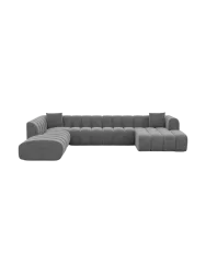 7-Sitzer Design Panorama-Sofa „Zuma Lounge“ mit Samtbezug Samtbezug Dunkelgrau BLOOMINGLOFT Collection