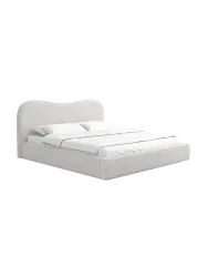 Design Polsterbett „Zoe“ mit Ablagefach, Bouclé Weiss BLOOMINGLOFT Collection