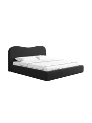 Design Polsterbett „Zoe“ mit Ablagefach, Webstoff Schwarz Strukturstoff Schwarz BLOOMINGLOFT Collection