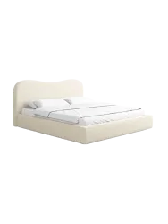 Design Polsterbett „Zoe“ mit Ablagefach, Webstoff Cream Strukturstoff Cream BLOOMINGLOFT Collection
