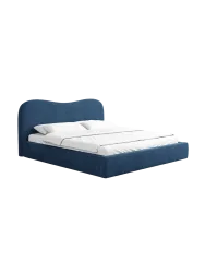 Design Polsterbett „Zoe“ mit Ablagefach, Webstoff Dunkelblau Strukturstoff Dunkelblau BLOOMINGLOFT Collection