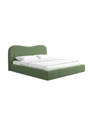 Design Polsterbett „Zoe“ mit Ablagefach, Webstoff Grün Strukturstoff Grün BLOOMINGLOFT Collection