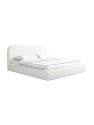 Design Polsterbett „Zoe“ mit Ablagefach, Webstoff Weiss Strukturstoff Weiss BLOOMINGLOFT Collection