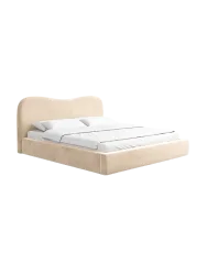 Design Polsterbett „Zoe“ mit Ablagefach, Samt Beige BLOOMINGLOFT Collection