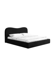 Design Polsterbett „Zoe“ mit Ablagefach, Samt Schwarz BLOOMINGLOFT Collection
