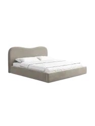 Design Polsterbett „Zoe“ mit Ablagefach, Samt Beige dunkel BLOOMINGLOFT Collection