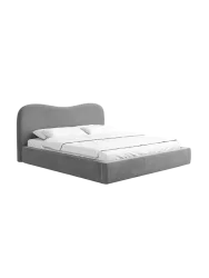 Design Polsterbett „Zoe“ mit Ablagefach, Samt Grau BLOOMINGLOFT Collection