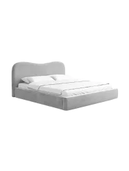 Design Polsterbett „Zoe“ mit Ablagefach, Samt Hellgrau BLOOMINGLOFT Collection
