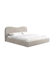 Design Polsterbett „Zoe“ mit Ablagefach, Samt Sand BLOOMINGLOFT Collection