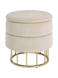 Design Hocker „Deva“ mit Stauraum Samt Beige, Gold Bizzotto