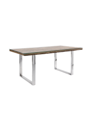 Design Esstisch „Stanton“ aus recyceltem Teakholz mit Glasplatte, verschiedene Grössen Bizzotto Home Emotion