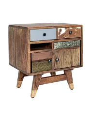 Massiver Design Nachttisch „Dhaval“ Mangoholz Multicolor Bizzotto