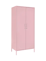 Kleiderschrank „Cambridge“ aus Metall Pastellrosa Bizzotto