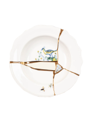 Design Suppen- & Pastateller „Kintsugi 01“ aus Porzellan mit Feingold verziert Seletti