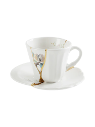 Design Espresso-Set „Kintsugi 02“ aus Porzellan mit Feingold verziert Seletti