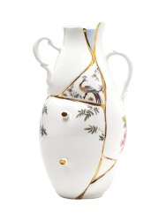 Design Vase „Kintsugi 02“ aus Porzellan mit Feingold verziert Seletti