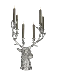 XL Premium Kerzenständer „Hirsch Richard“ für sechs Stabkerzen Silber EDZARD