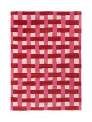 Designer Wollteppich „Basket Weave“ Coral/Rose - handgetuftet Harlequin