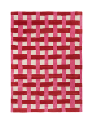 Designer Wollteppich „Basket Weave“ Coral/Rose - handgetuftet Harlequin