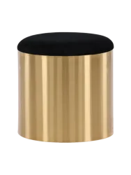 Stilvoller Pouf „Glam“ Ø 45 cm Samt Gold, Schwarz VE DESIGN