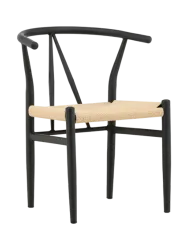 Stuhl Stol Schwarz Stahl/Rattan B 55 cm - Material: Rattan/Stahl - Stuhl