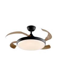 Hochwertiger Deckenventilator & LED Deckenlampe „Venturi“ mit Fernbedienung Schwarz / Bernstein Schuller