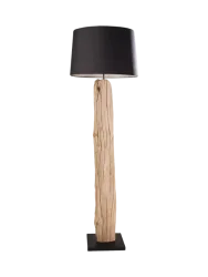 Handgefertigte Stehlampe „Rousilique“ aus Treibholz Leinen Schwarz Invicta Interiors