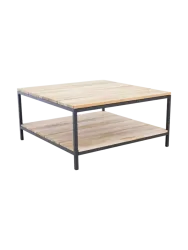 Couchtisch „Cirebon“ aus Teakholz 80 x 80 cm Natural, Schwarz VE DESIGN