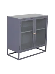 Kleiner Vitrinenschrank „Bakal“ aus Metall Hellgrau VE DESIGN