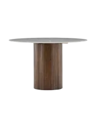 Runder Design Esstisch „Häron“ Ø 120 cm Marmor Mocca, Dunkelgrau VE DESIGN