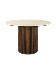 Runder Design Esstisch „Arda“ mit Travertin Tischplatte, Ø 115 cm Dutchbone