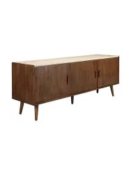 Massivholz Design Sideboard „Arda“ mit Travertinplatte Dutchbone