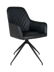 360° drehbarer Esszimmerstuhl „Harby“ mit Armlehnen Kunstleder Braun Chosen by Bloomingloft