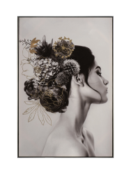 image LAND Bild mit Rahmen Dame mit Schwarzem Haar und Blumen  | Schubiger Möbel
