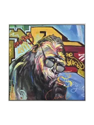 Handbemaltes, gerahmtes Bild „Street Art Schimpanse mit Brille“ 102.5 x 102.5 cm Crea Collection