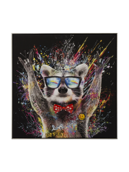 Handbemaltes, gerahmtes Bild „Hurra Bär“ 82.5 x 82.5 cm Crea Collection