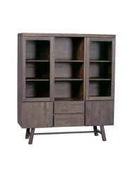 Hochwertiger Vitrinenschrank „Brooklyn“ aus massiver Eiche Rowico