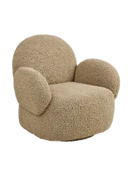 Drehbarer Design Loungesessel „Messina“ Bouclé Hellbraun Chosen by Bloomingloft